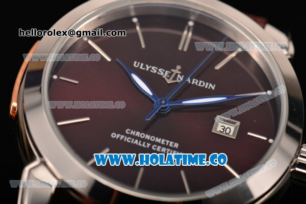 Ulysse Nardin Classico Automatic Steel Case with Stick Markers and Brown Dial - Click Image to Close